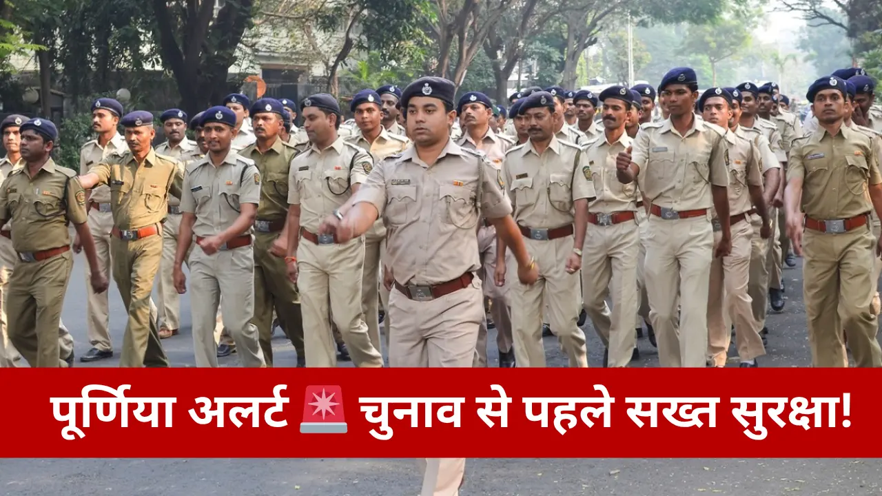 Police patrol in Purnia ahead of elections